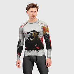 Рашгард мужской Медведь и брызги краски, цвет: 3D-принт — фото 2