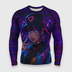 Мужской рашгард Девушка в киберпанковском стиле