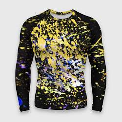 Рашгард мужской Желто синяя краска на черном, цвет: 3D-принт