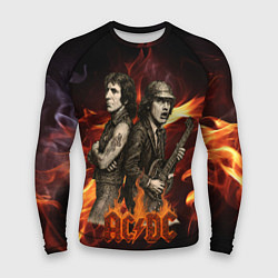 Мужской рашгард ACDC на фоне огня