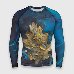 Мужской рашгард Осенний лист с каплями акварельный - крупный арт