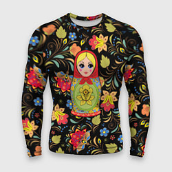 Мужской рашгард Хохломская роспись с русской матрёшкой
