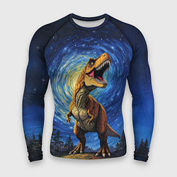 Рашгард мужской Тираннозавр Рекс - звездная ночь, цвет: 3D-принт