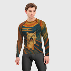 Рашгард мужской Котик Крик - вязаный нейроарт, цвет: 3D-принт — фото 2