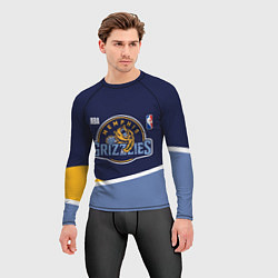 Рашгард мужской Мемфис Гриззлис - линии, цвет: 3D-принт — фото 2