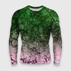 Мужской рашгард Абстракция - green pink gradient in black web