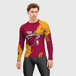 Рашгард мужской Майами Хит - разлитая краска, цвет: 3D-принт — фото 2