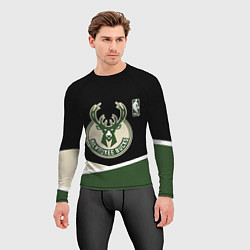 Рашгард мужской Милуоки Бакс - линии, цвет: 3D-принт — фото 2