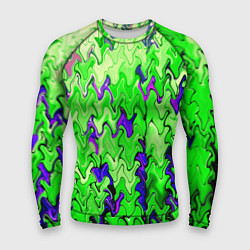 Рашгард мужской Ярко-зелёный стекающая абстаркция, цвет: 3D-принт