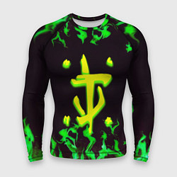 Рашгард мужской Doom зелёный огонь, цвет: 3D-принт
