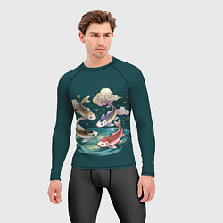 Рашгард мужской Рыбы в облаках над прудом, цвет: 3D-принт — фото 2