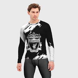 Рашгард мужской Liverpool белые краски штрихи, цвет: 3D-принт — фото 2