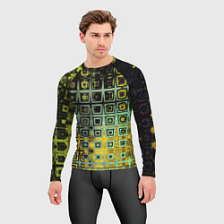 Рашгард мужской Абстрактная зелено-черная текстура, цвет: 3D-принт — фото 2