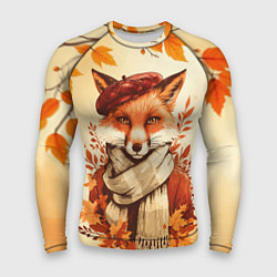 Рашгард мужской Осенний лис в шарфе, цвет: 3D-принт