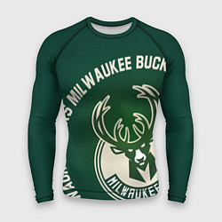 Рашгард мужской Milwaukee Bucks надпись, цвет: 3D-принт