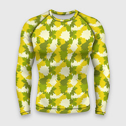 Рашгард мужской Яркий камуфляж желтые и зеленые пятна, цвет: 3D-принт