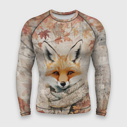 Рашгард мужской Лис в шерстяном шарфе, цвет: 3D-принт