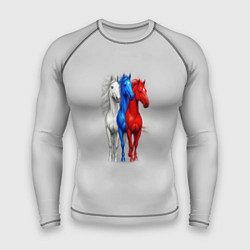Рашгард мужской Триколор лошади символ 2026 года, цвет: 3D-принт