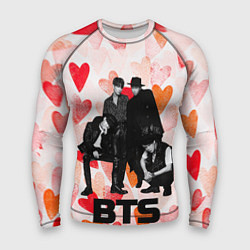 Рашгард мужской BTS на фоне сердечек, цвет: 3D-принт