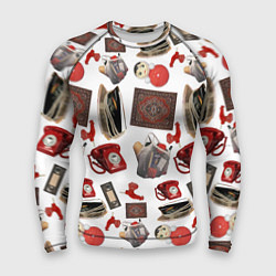 Рашгард мужской Неваляшка утюг ретро авоська петушок телефон, цвет: 3D-принт