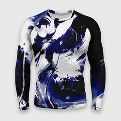 Рашгард мужской Чёрно-фиолетовый абстракция волна, цвет: 3D-принт