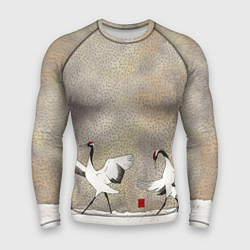 Рашгард мужской Журавли зимняя акварель, цвет: 3D-принт