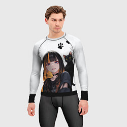 Рашгард мужской Девушка и кот, цвет: 3D-принт — фото 2
