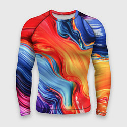 Рашгард мужской Красно-синие масляные краски смешение абстракция, цвет: 3D-принт