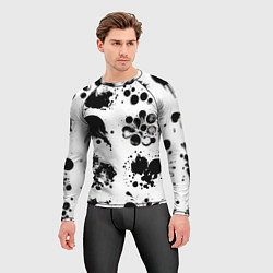 Рашгард мужской Чёрно-белые кляксы - абстракция, цвет: 3D-принт — фото 2