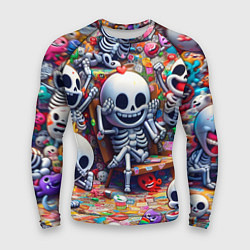 Рашгард мужской Смеющиеся прикольные скелетики - нейроарт, цвет: 3D-принт