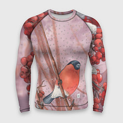Рашгард мужской Снегирь и зимние ягоды, цвет: 3D-принт