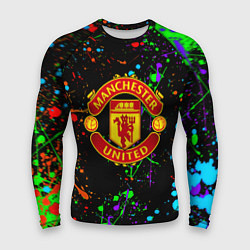 Рашгард мужской Манчестер Юнайтед неоновые краски, цвет: 3D-принт