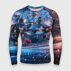 Рашгард мужской Новогодний двор в блестках, цвет: 3D-принт