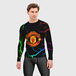 Рашгард мужской Манчестер Юнайтед неоновые молнии, цвет: 3D-принт — фото 2