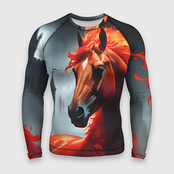 Мужской рашгард Огненная лошадь на сером