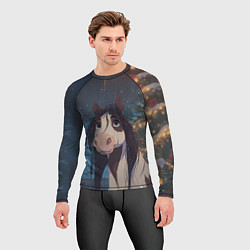 Рашгард мужской Белая пятнистая новогодняя лошадка, цвет: 3D-принт — фото 2