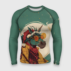 Рашгард мужской Новогодний конь в желтых очках, цвет: 3D-принт