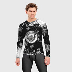Рашгард мужской Манчестер сити снежинки новый год, цвет: 3D-принт — фото 2