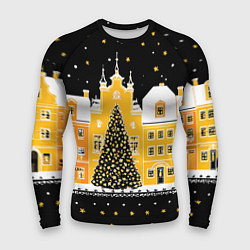 Рашгард мужской Новогодняя ночь в городе, цвет: 3D-принт