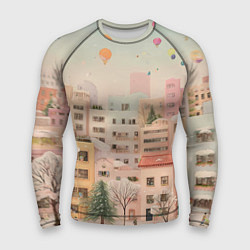 Рашгард мужской Объемный новогодний город, цвет: 3D-принт