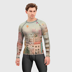 Рашгард мужской Объемный новогодний город, цвет: 3D-принт — фото 2