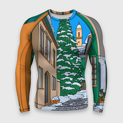 Мужской рашгард Новогодняя мультяшная улица