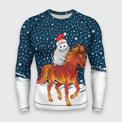 Рашгард мужской Кот Бендер и огненный конь - 2026, цвет: 3D-принт