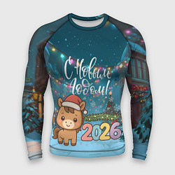 Рашгард мужской Новогодняя лошадка 2026 год, цвет: 3D-принт