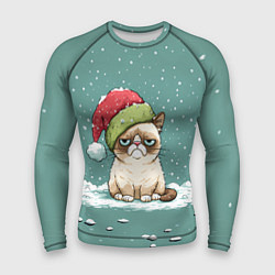 Мужской рашгард Недовольный новогодний котик