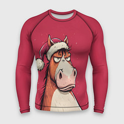 Мужской рашгард Комичная новогодняя лошадь