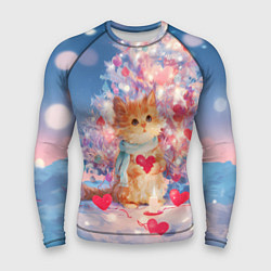 Мужской рашгард Милый котенок и новогодняя елка