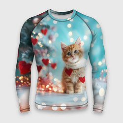 Мужской рашгард Милый рыжий котенок - Новый год
