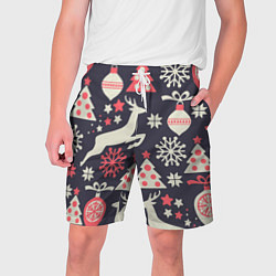 Шорты на шнурке мужские Зимние фантазии, цвет: 3D-принт