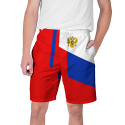 Шорты на шнурке мужские Russia: Geometry Tricolor, цвет: 3D-принт